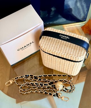 Neceser Chanel Beauté Rafia y Piel Negro