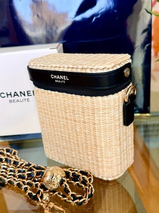 Neceser Chanel Beauté Rafia y Piel Negro