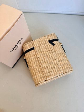 Neceser Chanel Beauté Rafia y Piel Negro