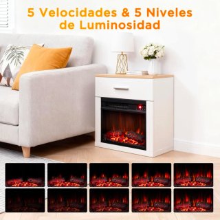 Chimenea eléctrica con mesita de noche