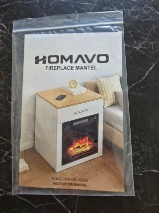 Chimenea eléctrica con mesita de noche