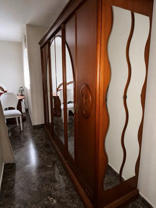 Armario 6 puertas con espejo de madera cerezo