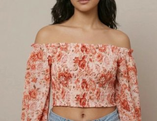 Blusa Crop Top Flores Talla Única