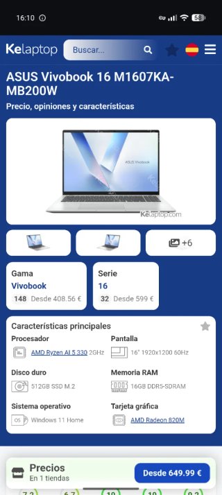ASUS Vivobook 16 M1607KA-MB200W Argento