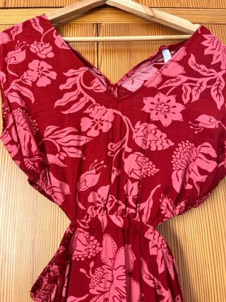 Vestido Mango floral rojo/naranja