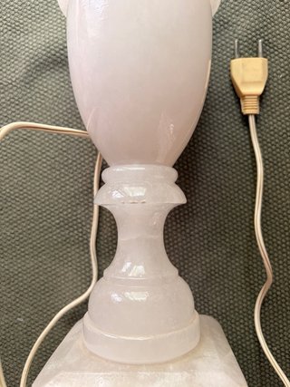 Base Lámpara Mesa Alabastro Blanco