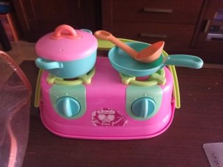 Juego Cocinita Infantil Rosa y Verde para la playa