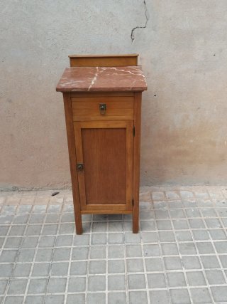 Mesita de noche antigua madera y mármol