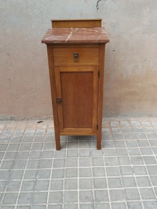 Mesita de noche antigua madera y mármol