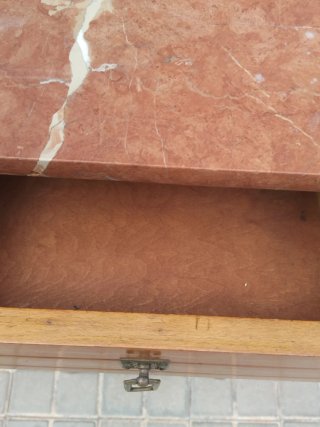 Mesita de noche antigua madera y mármol