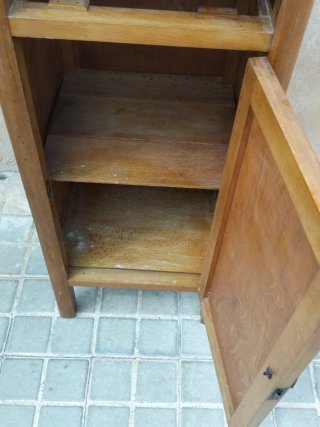 Mesita de noche antigua madera y mármol