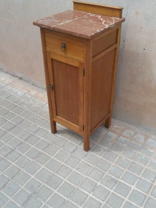 Mesita de noche antigua madera y mármol