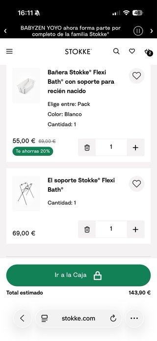 Bañera Stokke con patas y reductor