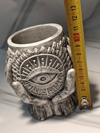 Vaso Scultura Mano Occhio Onniveggente Ornamento