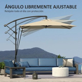 Sombrilla Parasol Excéntrica 360° Caqui