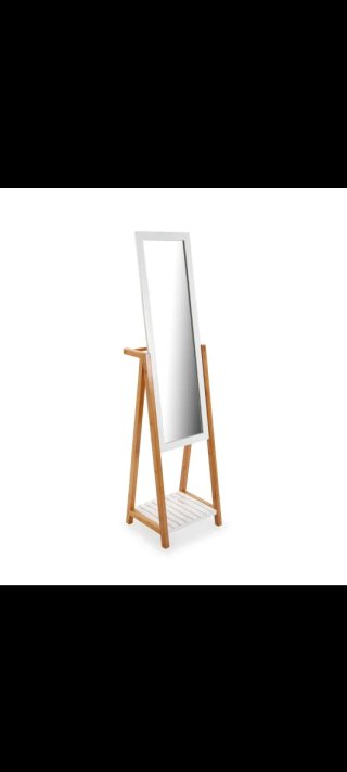Espejo de pie con soporte Bambú para baño toallero
