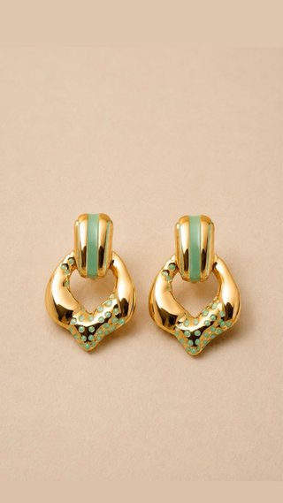 Pendientes Acero Inoxidable Dorados y Verdes