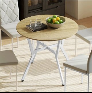 Mesa redonda comedor madera y metal