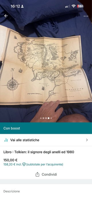 Libro Tolkien 1980 il signore degli anelli mappa