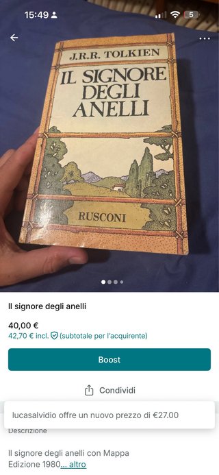 Libro Tolkien 1980 il signore degli anelli mappa