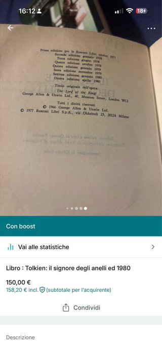 Libro Tolkien 1980 il signore degli anelli mappa