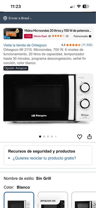 Microondas Orbegozo 20L 700W