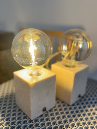 Lámparas de mesa mármol y cristal