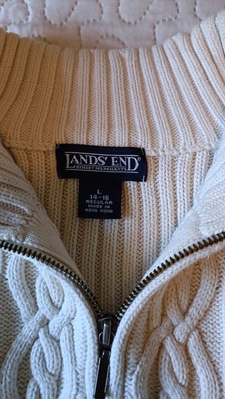 Jersey Lands' End Cremallera Cable Knit Talla L