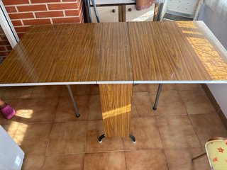 Mesa plegable cocina libro madera y metal
