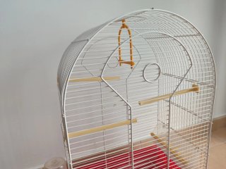 Jaula para pájaros con bebedero y comedero