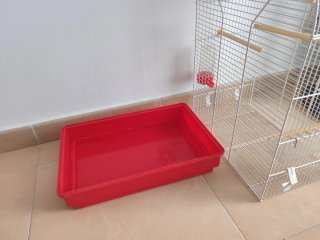 Jaula para pájaros con bebedero y comedero