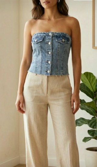 Top vaquero denim strapless