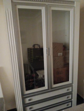 Mueble Estantería Blanco y Plateado