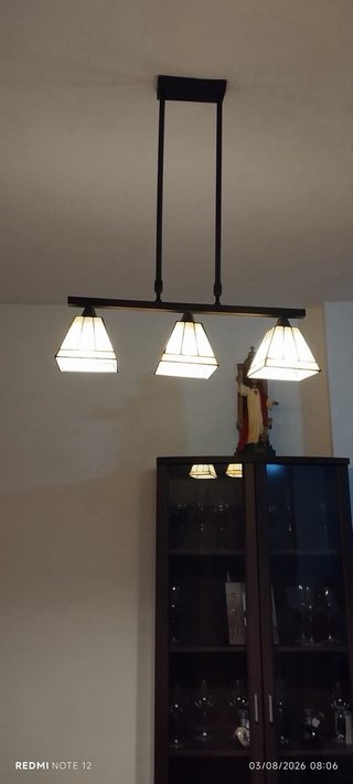 Lámpara de forja con cristal