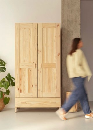 Armario de madera natural con cajón