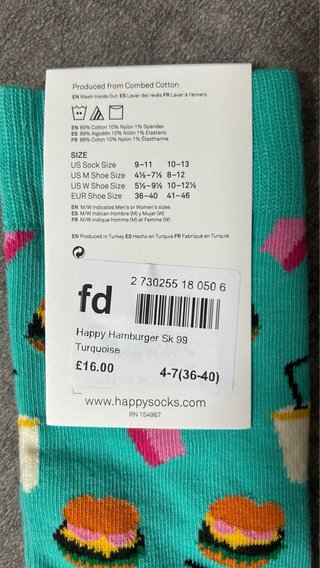 Calcetines Happy Socks comida rápida Talla 36-40