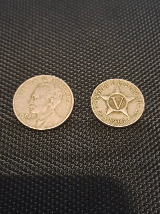 Lote 2 Monedas Cubanas 5 y 20 Centavos