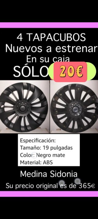 4 Tapacubos 19 Negro Mate ABS