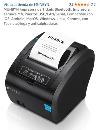 Impresora Térmica MUNBYN Bluetooth USB/LAN/Serial