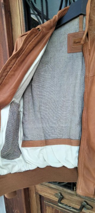Cazadora Piel Massimo Dutti Marrón