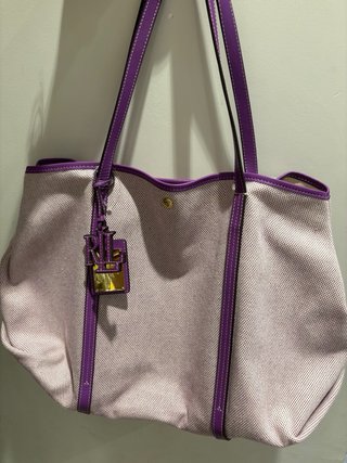Bolso Tote Ralph Lauren Beige y Morado