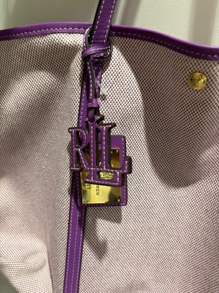 Bolso Tote Ralph Lauren Beige y Morado