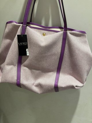 Bolso Tote Ralph Lauren Beige y Morado