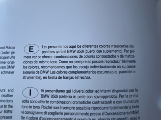 Catálogo BMW 850i Colores y Tapizados (En Español)
