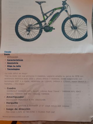 Bicicleta Lapierre Overvolt FS400 Eléctrica