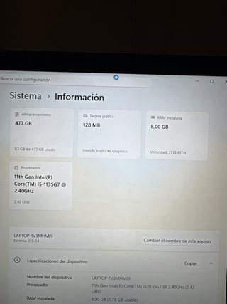 Ordenador Acer Extensa i5 11ª Gen 8GB 512GB SSD
