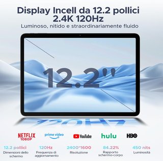 Tablet Android 16 12.2 48GB+256GB, WIFI Bluetooth