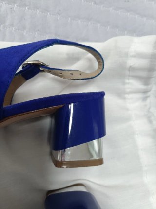 Zapatos tacón azul y plateado talla 40