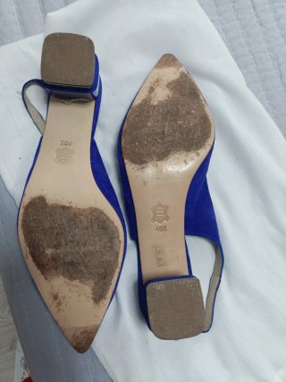 Zapatos tacón azul y plateado talla 40