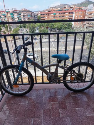 Bicicleta infantil azul y gris